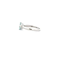 10K White Gold 0.76cttw Cushion Cut Aquamarine and 0.008cttw Diamond Ring - White gold / 4