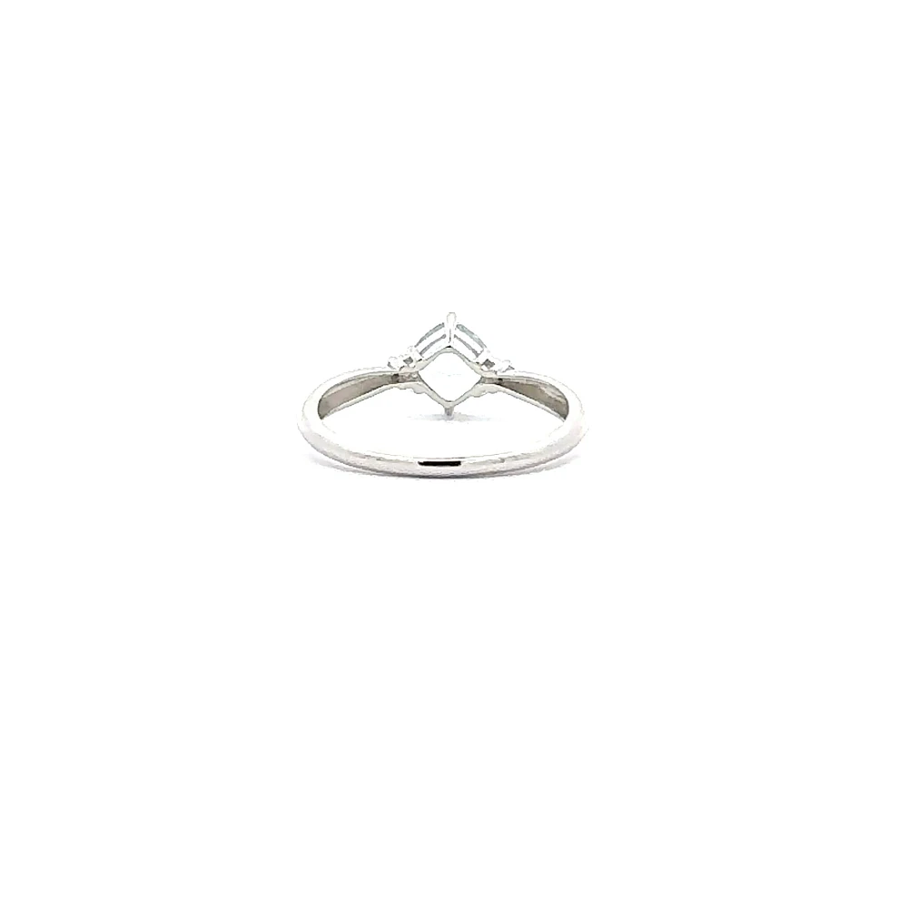 10K White Gold 0.76cttw Cushion Cut Aquamarine and 0.008cttw Diamond Ring - White gold / 4