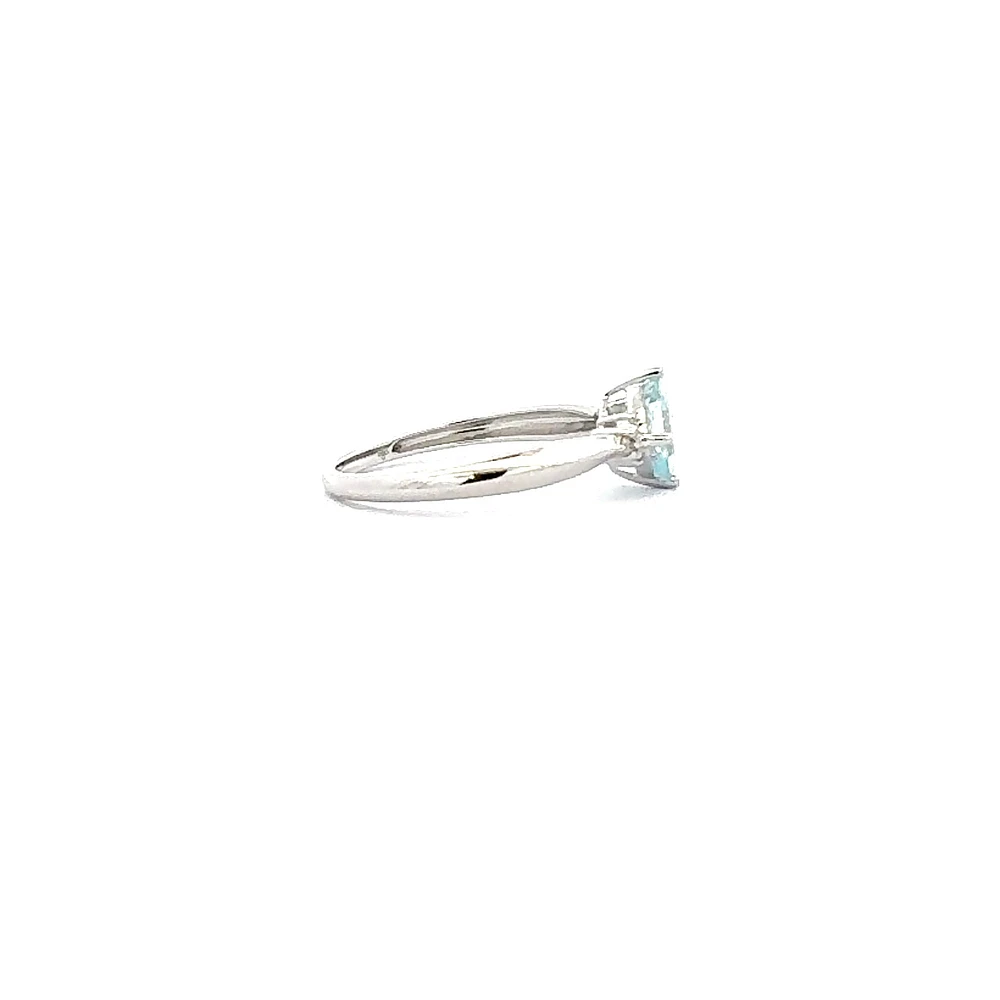 10K White Gold 0.76cttw Cushion Cut Aquamarine and 0.008cttw Diamond Ring - White gold / 4