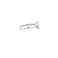 10K White Gold 0.76cttw Cushion Cut Aquamarine and 0.008cttw Diamond Ring - White gold / 4