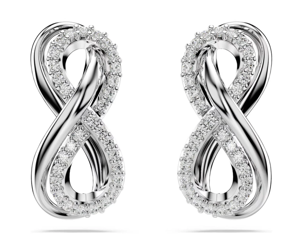 Swarovski - Hyperbola stud earrings, Infinity, White, Rhodium plated - 5687269/5689648 (SS)