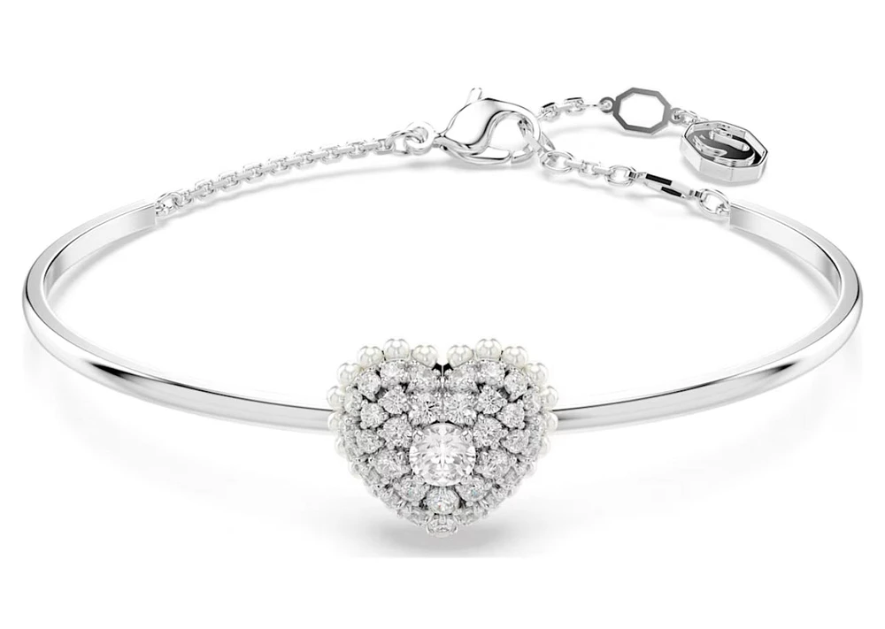 Swarovski -Hyperbola bangle, Heart, White, Rhodium plated - 5684385