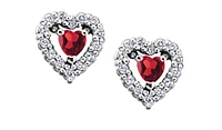 10K White Gold Garnet and 0.14cttw Diamond Earrings
