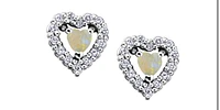 10K White Gold Opal and 0.14cttw Diamond Earrings