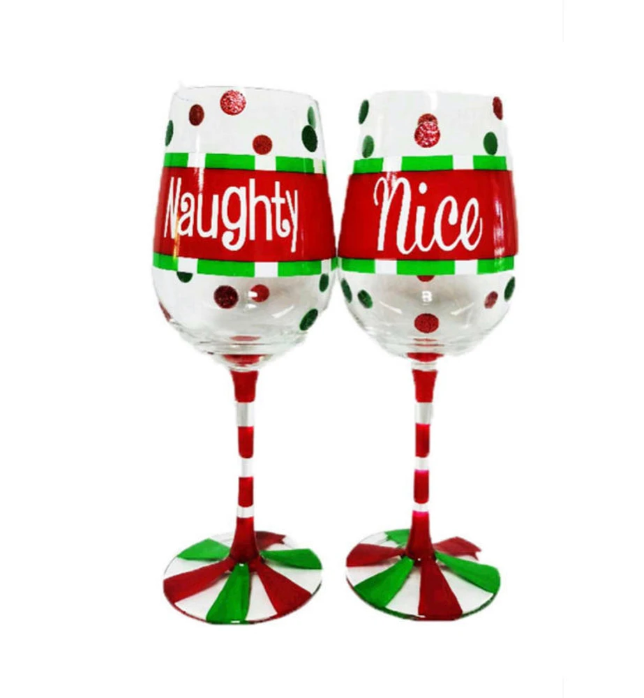 2 Piece Wine Glasses - Naughty & Nice