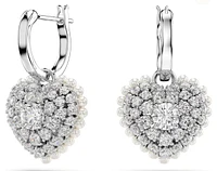 Swarovski -   Hyperbola drop earrings, Heart, White, Rhodium plated - 5684384