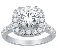 14K White Gold 1.50cttw Natural Diamond Halo Engagement Ring - /