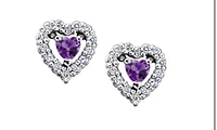 10K White Gold Amethyst and 0.14cttw Diamond Earrings