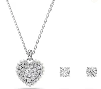 Swarovski -  Hyperbola set, Heart, White, Rhodium plated - 5684383