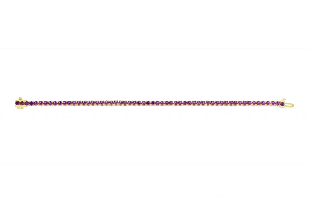 Sterling Silver with 14K Gold Plate Lab Created Amethyst Bracelet 