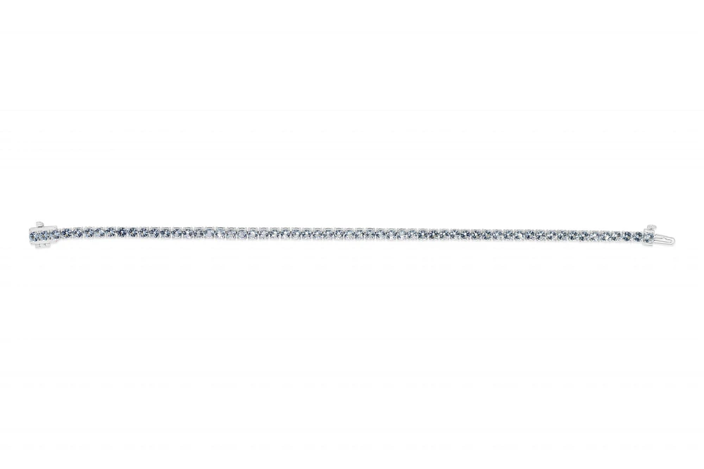 Sterling Silver with 14K Gold Plate Lab Created Aquamarine Bracelet 