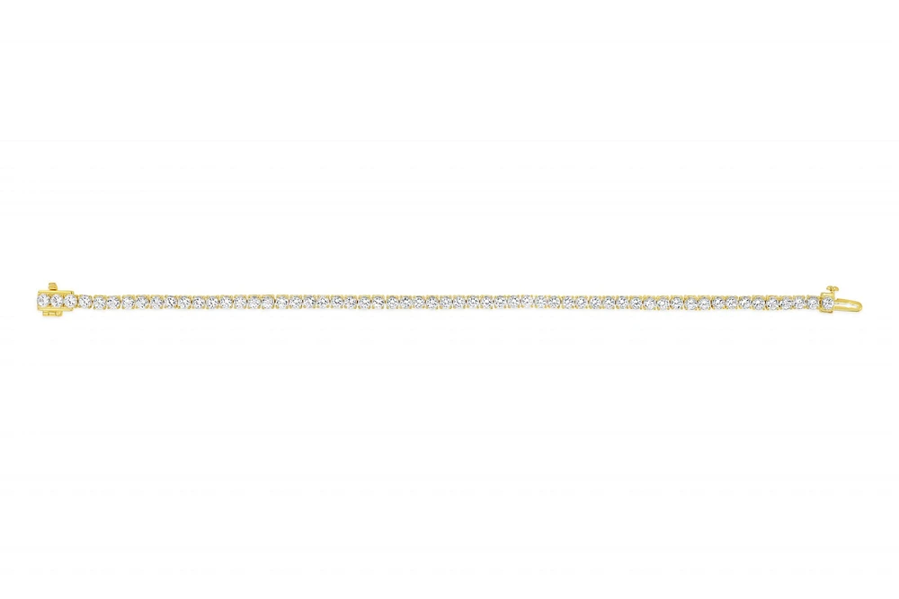 Sterling Silver with 14K Gold Plate Lab Created White Sapphire Bracelet 