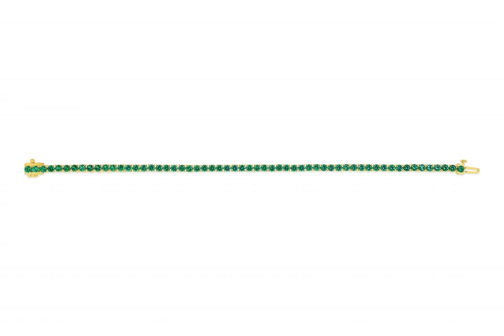 Sterling Silver with 14K Gold Plate Lab Created Emerald Bracelet 