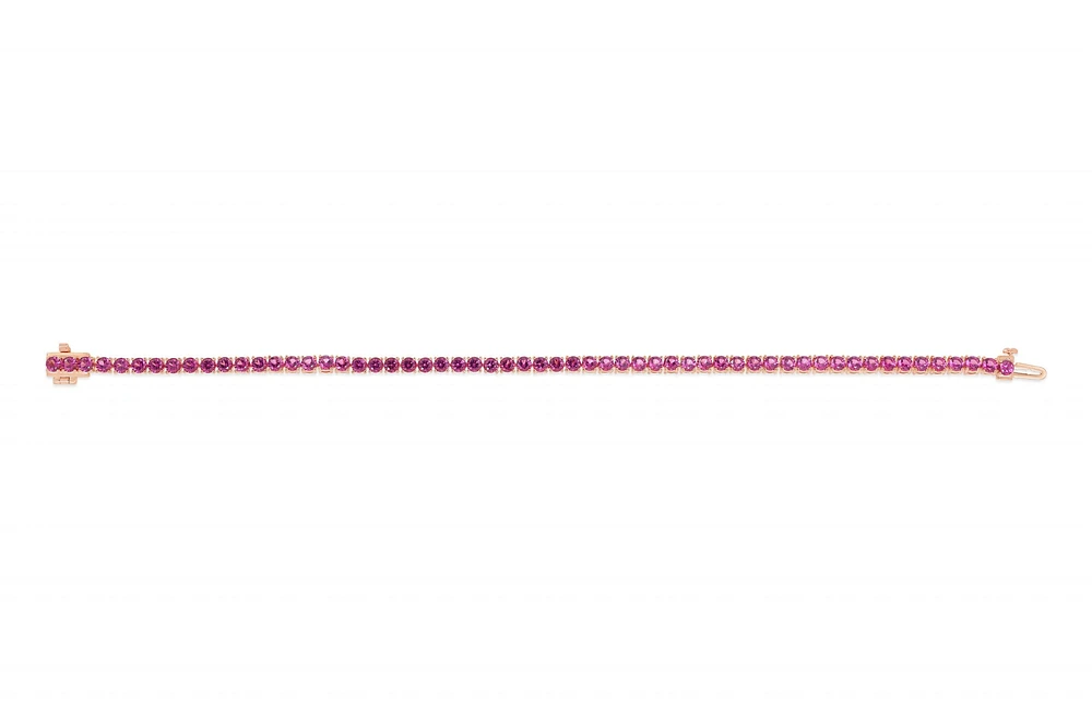 Sterling Silver with 14K Gold Plate Lab Created Rhodolite Garnet Bracelet - June Birthstone