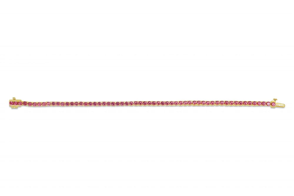 Sterling Silver with 14K Gold Plate Lab Created Ruby Bracelet - July Birthstone
