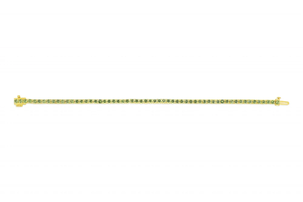 Sterling Silver with 14K Gold Plate Lab Created Peridot Bracelet - August Birthstone