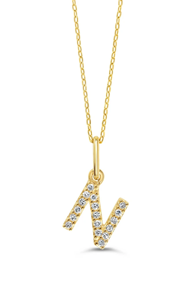 10K Initial Pendant with Lab Grown Diamonds - Letter A / Gold