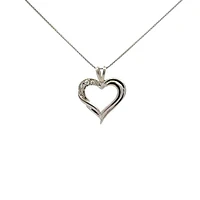 10K White Gold 0.04cttw Diamond Heart Pendant - 18"