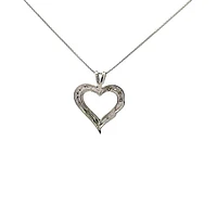 10K White Gold 0.04cttw Diamond Heart Pendant - 18"
