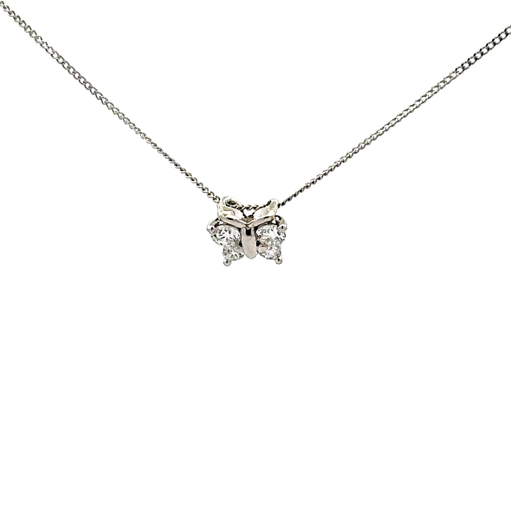10K White Gold 0.34cttw Lab Grown Diamond Butterfly Necklace - 18 Inches