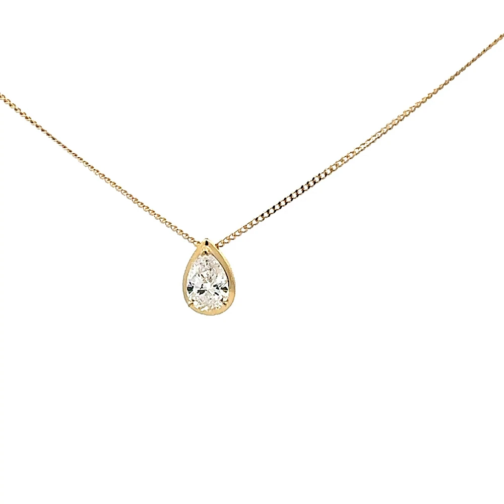 10K Yellow Gold 0.50cttw Pear Cut Lab Grown Diamond Necklace - 18 Inches