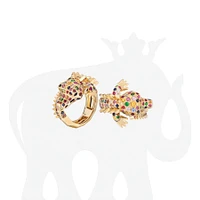 18K Yellow Gold Rainbow Sapphire & Diamond Crocodile Ring