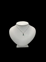 10K White and Yellow Gold 0.015 cttw Diamond and Emerald Pendant, 18"