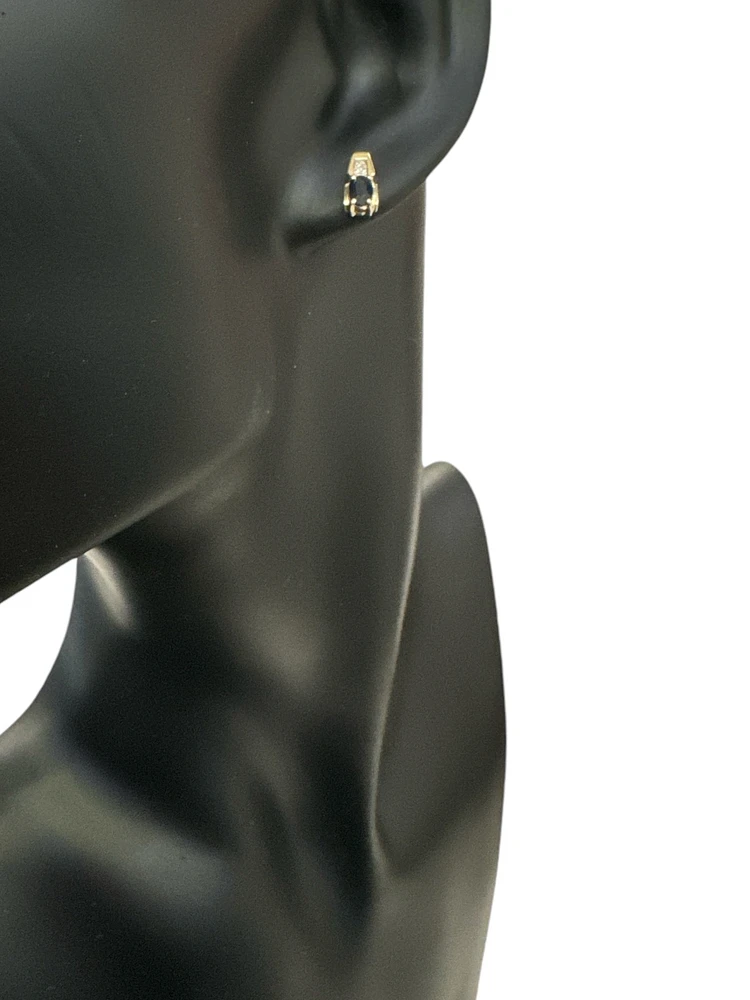 10K Yellow Gold Sapphire & Diamond Earring