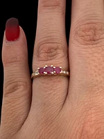 10K Yellow Gold Ruby & Diamond Ring - /