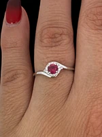 10K White Gold Ruby and Diamond Ring