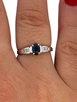 10K White Gold Sapphire & Diamond Ring