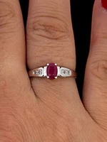 10K White Gold Ruby & Diamond Ring