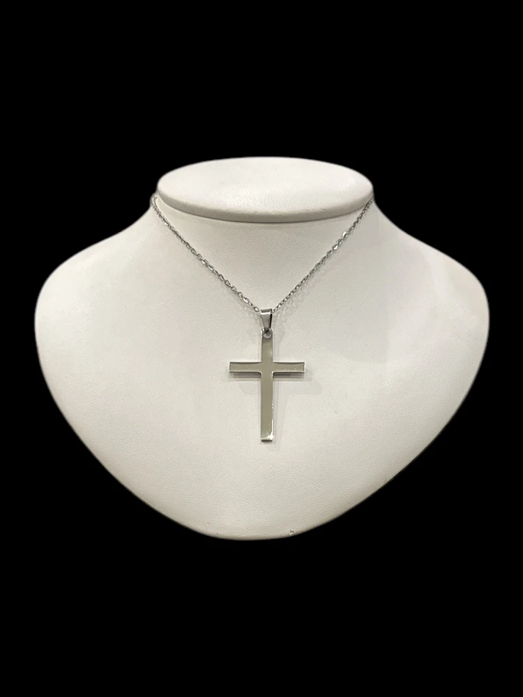 Stainless Steel 40X25mm Cross Pendant - 18"