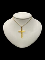 Stainless Steel Gold Plated 40X25mm Cross Pendant - 18"