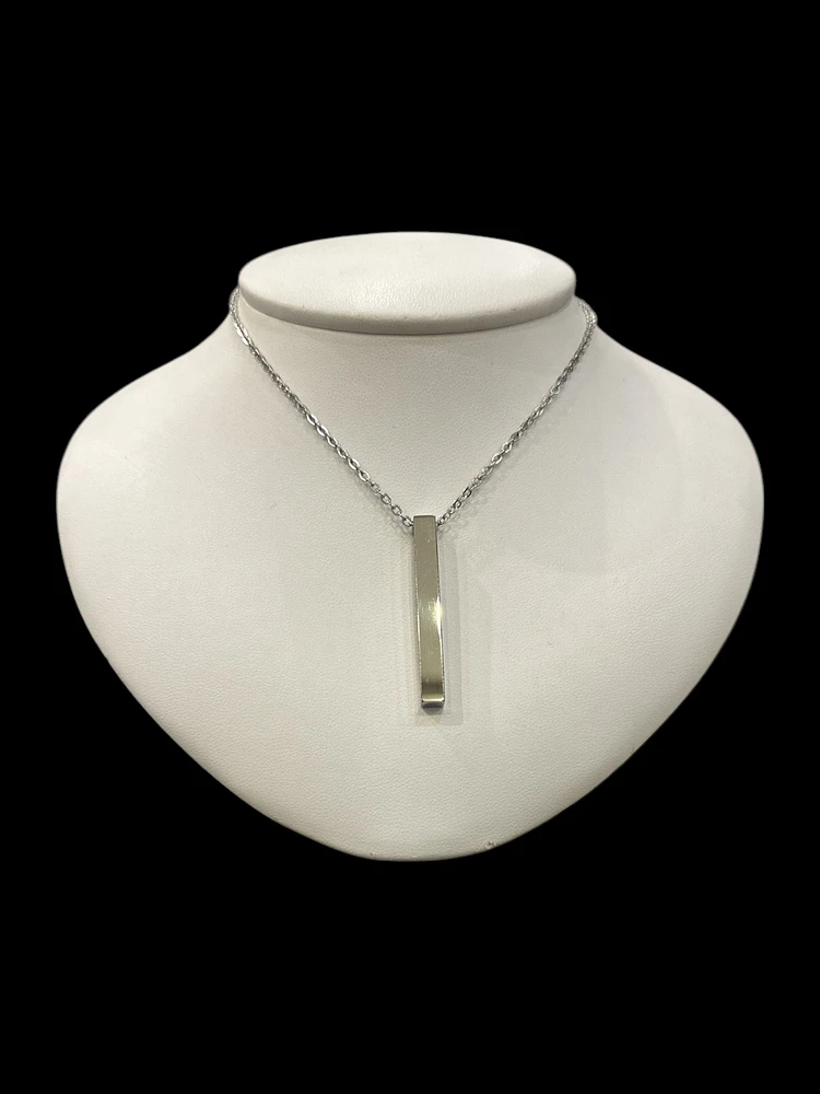 Stainless Steel 39X5mm Engravable Bar Pendant - 18"