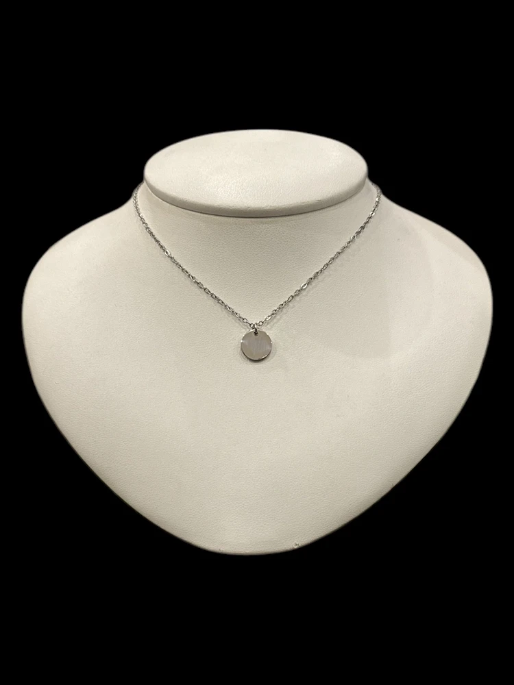 Stainless Steel 10mm Engravable Disc Pendant - 18"