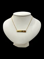Stainless Steel Yellow Gold Plated 7x35mm Engravable Bar Pendant - 18"