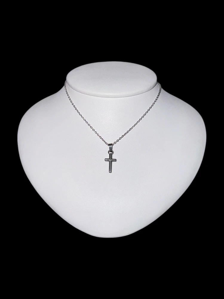 Stainless Steel 18x9mm Cross Pendant - 18"