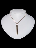 Stainless Steel Rose Gold Plated 39X5mm Engravable Bar Pendant - 18"