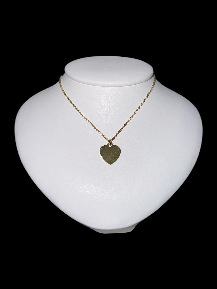 Stainless Steel Gold Plated 18X16mm Engravable Heart Pendant - 18"