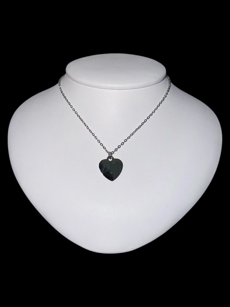Stainless Steel 18X16mm Engravable Heart Pendant - 18"