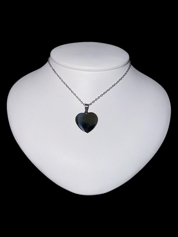 Stainless Steel 23X21mm Engravable Heart Pendant - 18"