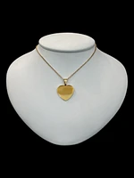 Stainless Steel Gold Plated 23X21mm Engravable Heart Pendant - 18"