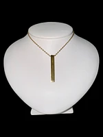 Stainless Steel Yellow Gold Plated 39X5mm Engravable Bar Pendant - 18"