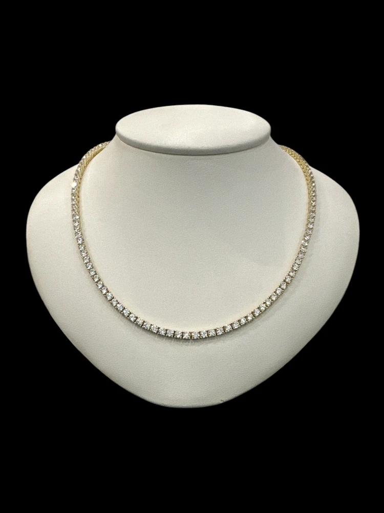 925 Gold Plated Sterling Silver 18" 3mm Cubic Zirconia Chain