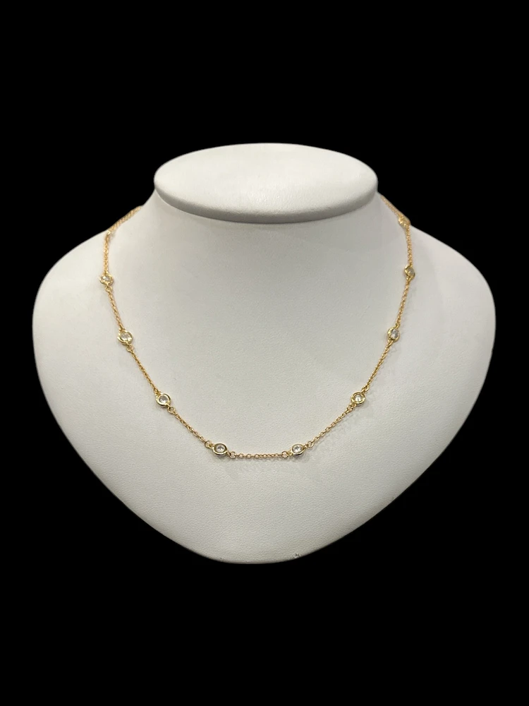 925 Gold Plated Sterling Silver 20-22" Cubic Zirconia Chain