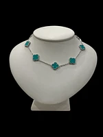 925 Sterling Silver 16-18" Enamel Clover Chain