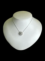 14K White Gold 1.14cttw Diamond Halo Pendant - 18"