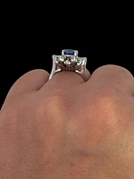 14K White Gold Sapphire & Diamond Ring