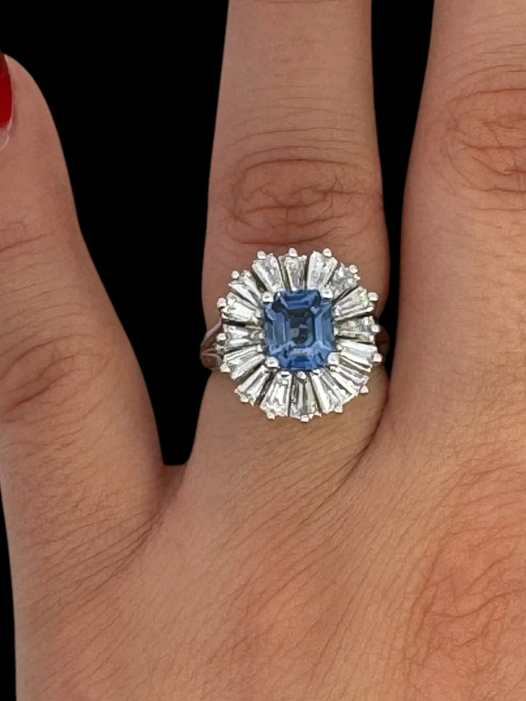 14K White Gold Sapphire & Diamond Ring